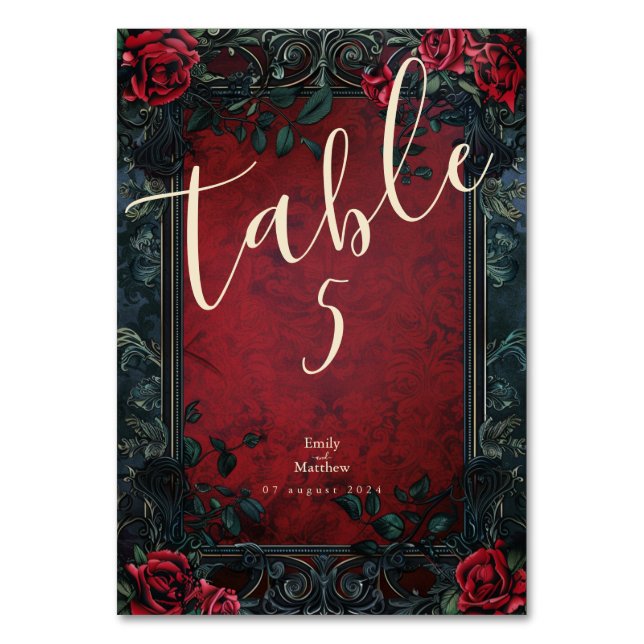 Numeração De Mesa Casamento de Elegância Gótica Vitoriana (Frente)