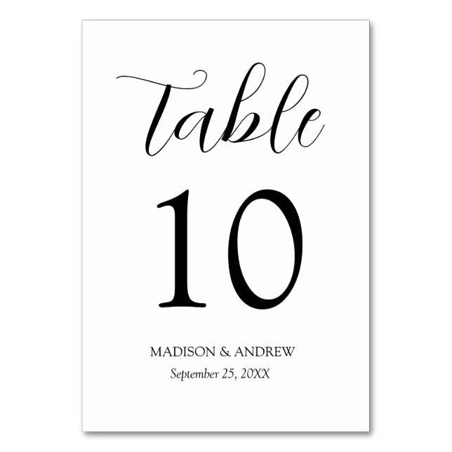 Numeração De Mesa Casamento de Elegância Moderna em Preto e Branco (Frente)