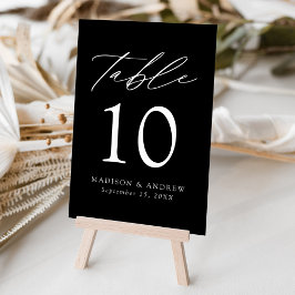 Numeração De Mesa Casamento de Elegância Moderna Negra e Branca