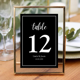 Numeração De Mesa Casamento de Elegância Moderna Preto e Branco