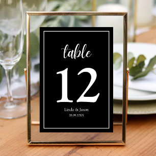 Numeração De Mesa Casamento de Elegância Moderna Preto e Branco