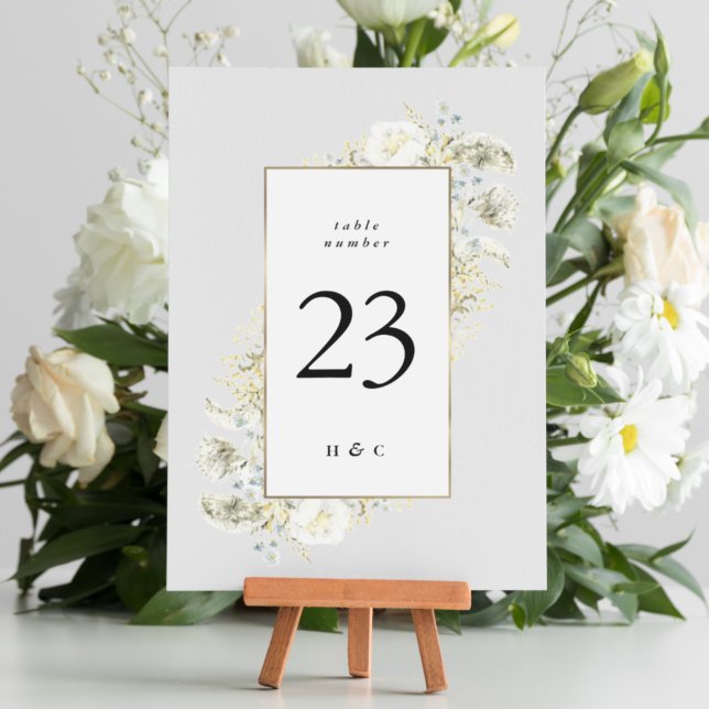 Numeração De Mesa Casamento de Elegante de Flor Selvagem com Frame D (Criador carregado)