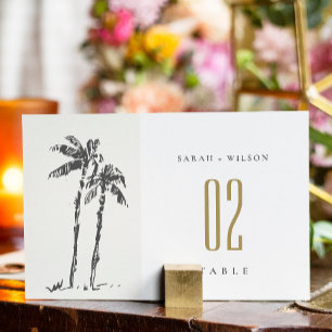 Numeração De Mesa Casamento de esboço de palmeira tropical costeira