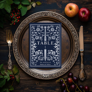 Numeração De Mesa Casamento de Espada Real Medieval Azul Silver