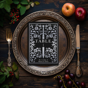 Numeração De Mesa Casamento de Espada Real Medieval Negra Silver