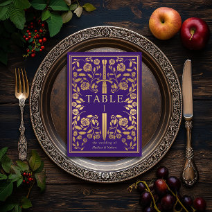 Numeração De Mesa Casamento de Espadas Real Medieval Roxo