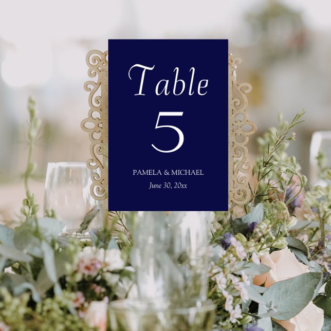 Numeração De Mesa Casamento de Estilo Simples Azul-marinho (In Situ Wedding)