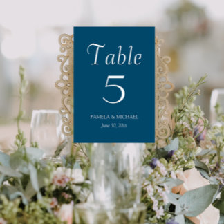 Numeração De Mesa Casamento de Estilo Simples Azul Teal
