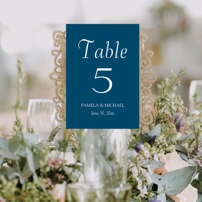 Numeração De Mesa Casamento de Estilo Simples Azul Teal (In Situ Wedding)