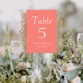 Numeração De Mesa Casamento de Estilo Simples Coral