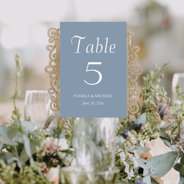 Numeração De Mesa Casamento de Estilo Simples Dusty Blue (In Situ Wedding)
