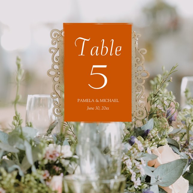 Numeração De Mesa Casamento de Estilo Simples Laranja Queimado (In Situ Wedding)
