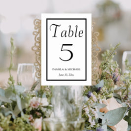 Numeração De Mesa Casamento de Estilo Simples Preto e Branco