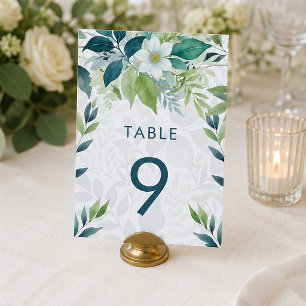 Numeração De Mesa Casamento de Eucalipto com Folhagem de Marfim em V