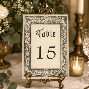 Numeração De Mesa Casamento de Fantasia Medieval com Gravura Vintage