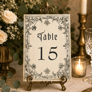 Numeração De Mesa Casamento de Fantasia Medieval com Gravura Vintage