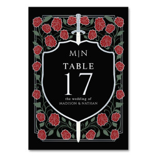 Numeração De Mesa Casamento de Fantasia Silver Black Sword & Shield