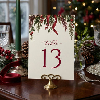 Numeração De Mesa Casamento de Férias Elegantes de Natal