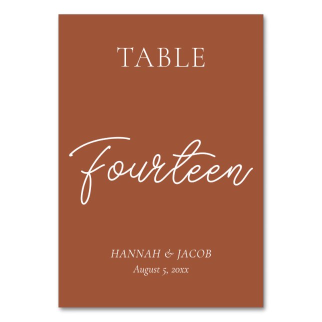 Numeração De Mesa Casamento de ferrugem laranja queimada Catorze (Frente)
