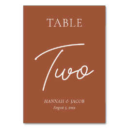 Numeração De Mesa Casamento de Ferrugem Laranja Queimada Dois