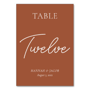 Numeração De Mesa Casamento de Ferrugem Laranja Queimada Doze