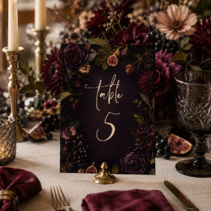 Numeração De Mesa Casamento de Fig Floral Botânico Borgonha Temperam