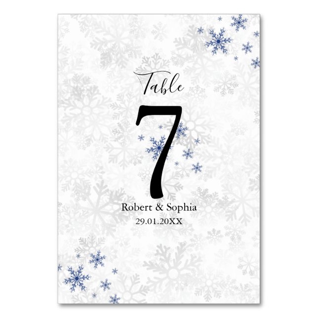 Numeração De Mesa Casamento de Floco de Neve de Inverno (Frente)