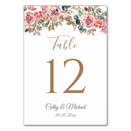 Numeração De Mesa Casamento de flor rosa empoeirada e rústica
