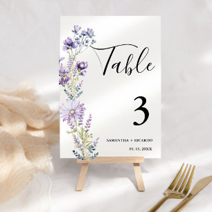 Numeração De Mesa Casamento de flor selvagem Elegante Boho Purple