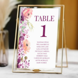 Numeração De Mesa Casamento De Flor Violeta Roxo-Roxo-Violeta