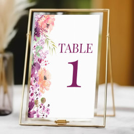 Numeração De Mesa Casamento De Flor Violeta Roxo-Roxo-Violeta
