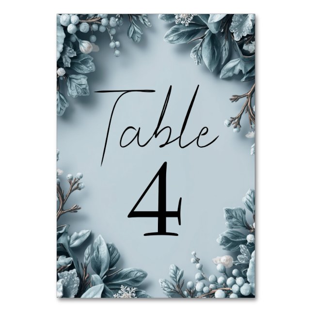 Numeração De Mesa Casamento de Florais de Inverno Geado (Frente)