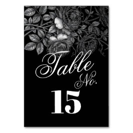Numeração De Mesa Casamento de Florais Monocromáticos Góticos Preto