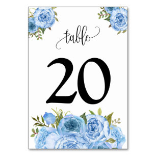 Numeração De Mesa Casamento de Flores Azuis