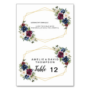 Numeração De Mesa Casamento de Flores de Marinho de Frame Geométrico