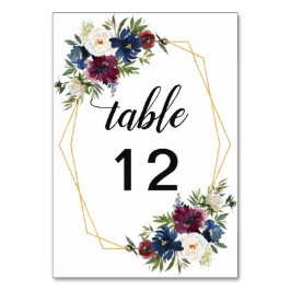 Numeração De Mesa Casamento de Flores de Marinho de Frame Geométrico