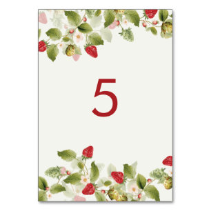 Numeração De Mesa Casamento de Flores de Morango Selvagens Vermelhas