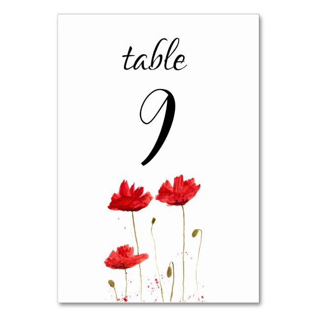 Numeração De Mesa Casamento de Flores de Papoila Floral (Frente)