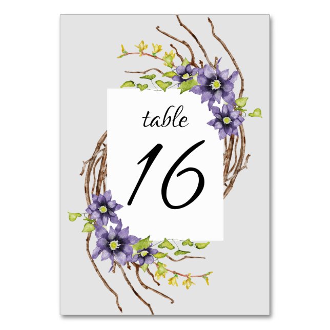 Numeração De Mesa Casamento de flores de primavera de aquarela (Frente)