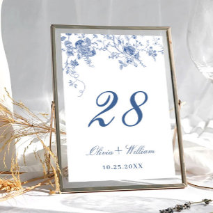 Numeração De Mesa Casamento de Flores do Jardim de Vintagem Azul Ele
