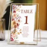 Numeração De Mesa Casamento de Flores Florais de Burgundy Brown Beig<br><div class="desc">Esta é uma Mesa de Casamento Flor Castanho Burgundy Castanho Beige Floral Número com Nomes!</div>