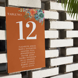 Numeração De Mesa Casamento de Flores Selvagens Boho Chic Laranja Qu