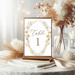 Numeração De Mesa Casamento de Flores Selvagens de Amarelo Amarelo E