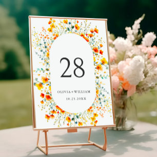 Numeração De Mesa Casamento de Flores Selvagens de Aquarelas Elegant