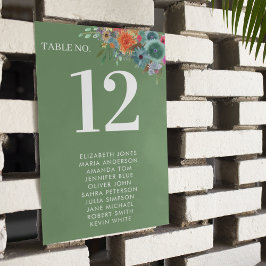 Numeração De Mesa Casamento de Flores Silvestres Boho Chic Verde Jar
