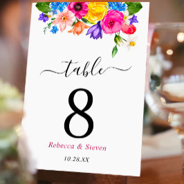 Numeração De Mesa Casamento de flores silvestres coloridas chic