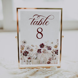 Numeração De Mesa Casamento de Flores Silvestres de Outono Rústico