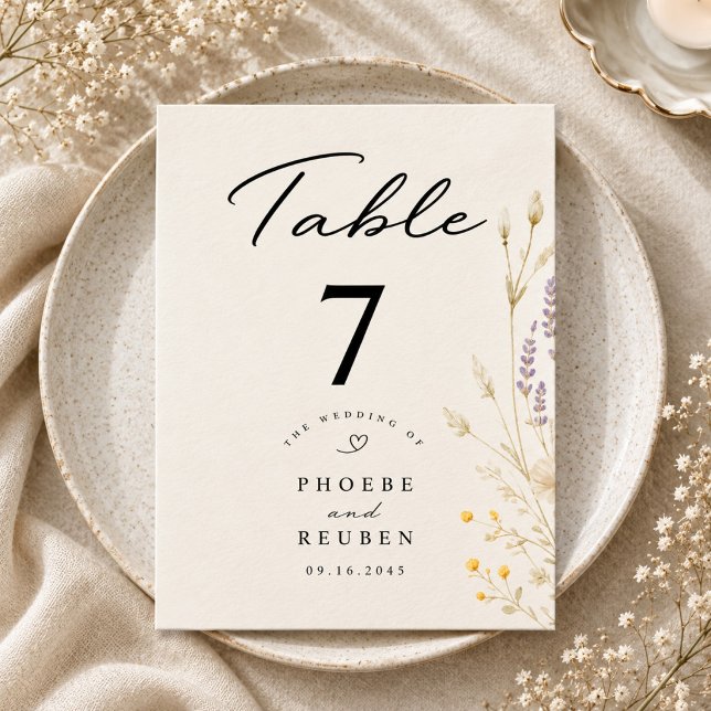 Numeração De Mesa Casamento de Flores Silvestres Elegantes  (Criador carregado)