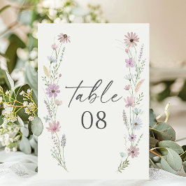 Numeração De Mesa Casamento de Flores Silvestres Pastel Vintage