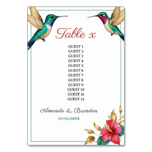 Numeração De Mesa Casamento de Flores Tropicais Vermelhas de Aves Hu